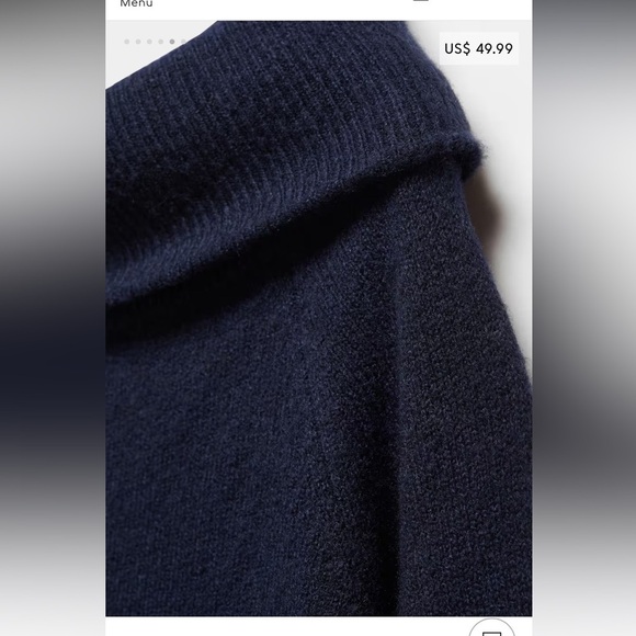 MANGO TEEN GIRL Off-shoulders dress- Navy- Small - Picture 4 of 7